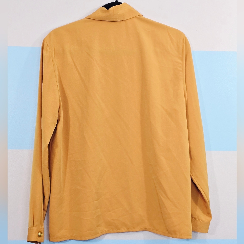 NWT Kathy Che Mustard Blouse with Gold Buttons - Picture 6 of 9